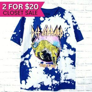 Def Leppard Leopard Blue Tie Dye Band T Shirt Unisex Licensed Music Tee Merch S